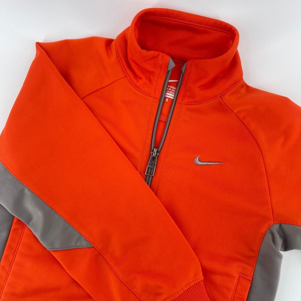 Nike Track Jacket Full Zip Athletic Warm Up Orange Gray Size 5